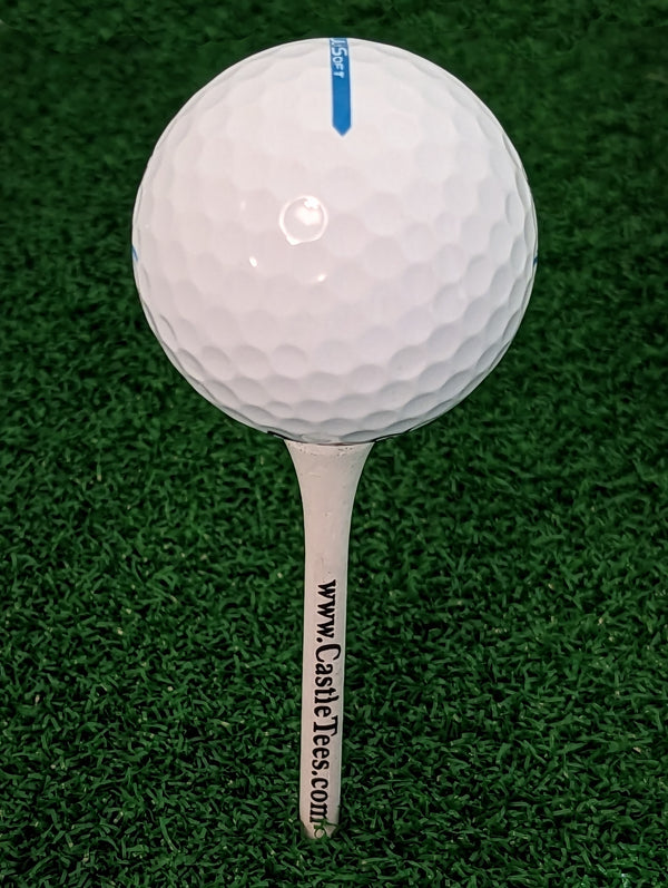 White Straight Tees – 40 x 70mm / 2 ¾ inch White Premium Bamboo Golf Tees in a Biodegradable Bag with Free Ball Marker & Free Pencil. Twice the strength of regular bamboo very strong & durable & a Great Golf Gift.