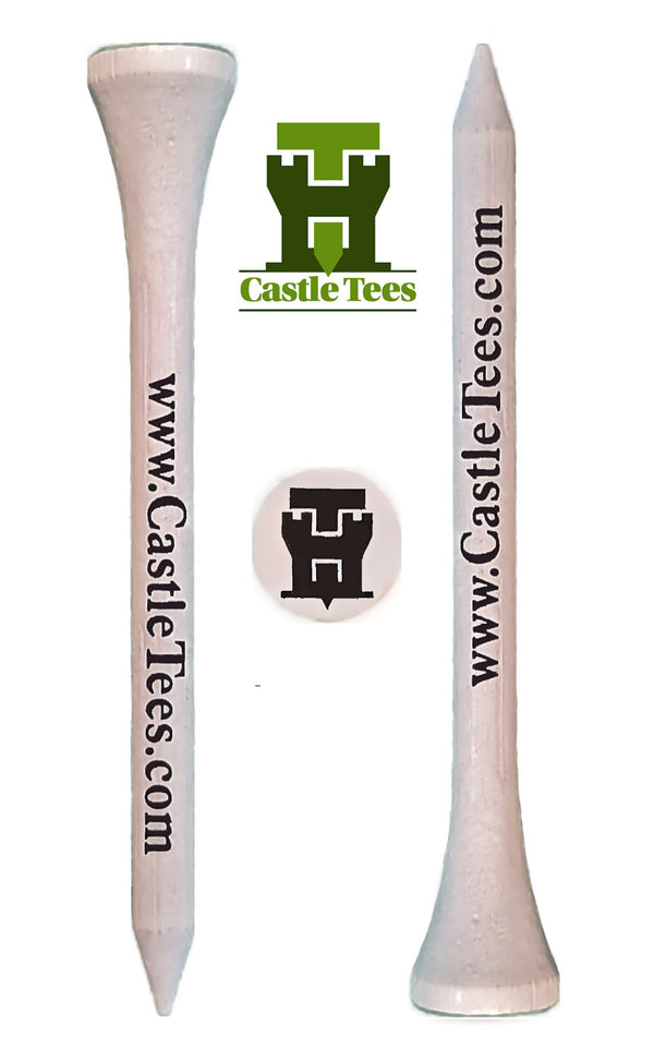 White Straight Tees – 40 x 70mm / 2 ¾ inch White Premium Bamboo Golf Tees in a Biodegradable Bag with Free Ball Marker & Free Pencil. Twice the strength of regular bamboo very strong & durable & a Great Golf Gift.