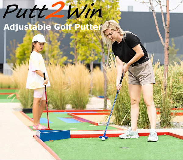 Putt2Win Adjustable Golf Putter - Junior Golf Putter with an Extendable Shaft For Kids & Adults Mini Golf & Putting Games Right or Left Handed