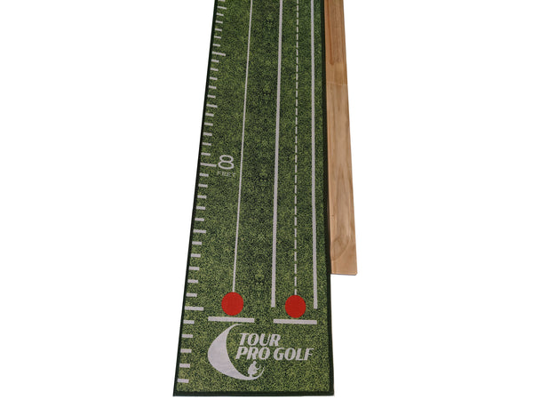 Tour Pro Golf Green Putting Mat Wooden Crystal Velvet Material Training Aid Perfect to Practice Putting Hole More Putts a Great Golf Gift