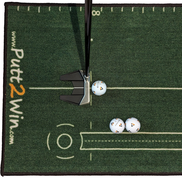 Putt2Win Training Putting Practice Mat is a Quality Technical Training Mat Designed in the UK to Help Golfers of all Ages and Skill Levels to Improve their Putting. Great Golf Gift.