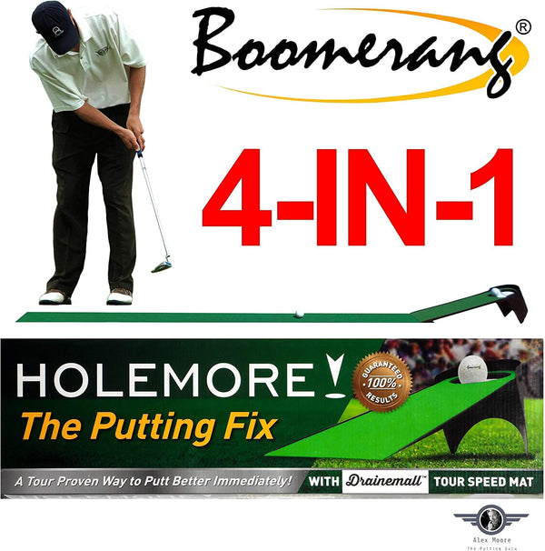 Boomerang Golf Putting Training Aids, Tour Putting Stroke Trainer, Pressure Putting Challenge, Indoor/Outdoor Golf Putting Mat + Kinetic Ball Returner - Pressure Putting Practice Anywhere, Anytime