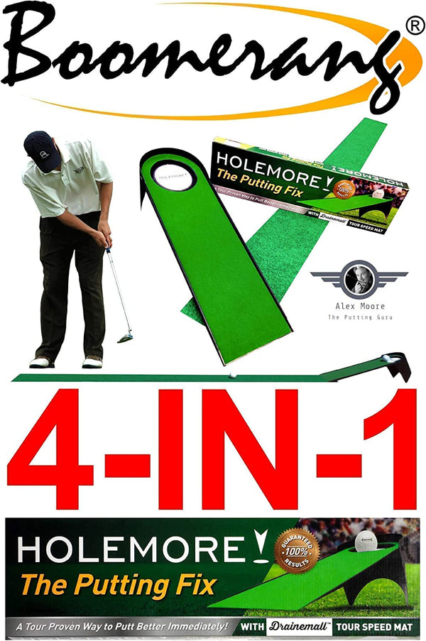 Boomerang Golf Putting Training Aids, Tour Putting Stroke Trainer, Pressure Putting Challenge, Indoor/Outdoor Golf Putting Mat + Kinetic Ball Returner - Pressure Putting Practice Anywhere, Anytime