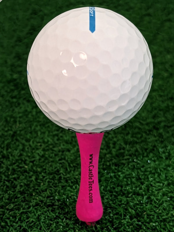 Pink Castle Tees – 40 x 60mm 2 1⁄3 inches Pink Premium Bamboo Golf Tees in a Tin