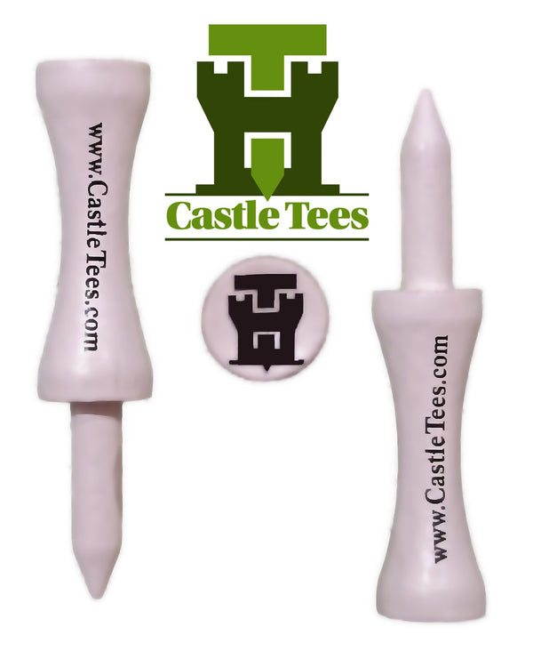 White Castle Tees – 40 x 51mm 2 inch White Premium Bamboo Golf Tees in a Biodegradable kraft paper Resealable Bag